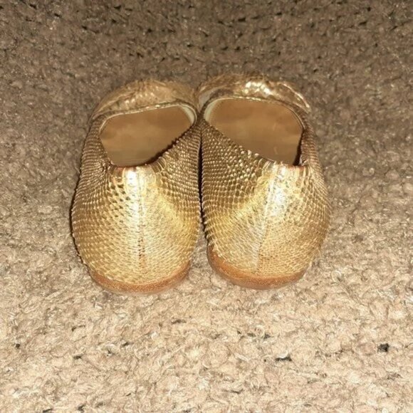 MIU MIU-PRADA Gold/Tan Snakeskin Leather Flats-Bow Detail-Sz 36.5-Very Good - Picture 5 of 7